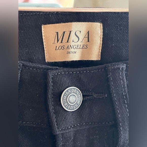 MISA NWT Star Cropped Flare Silver Grommet/Studded Fringe Hem Black Jeans - Picture 4 of 10